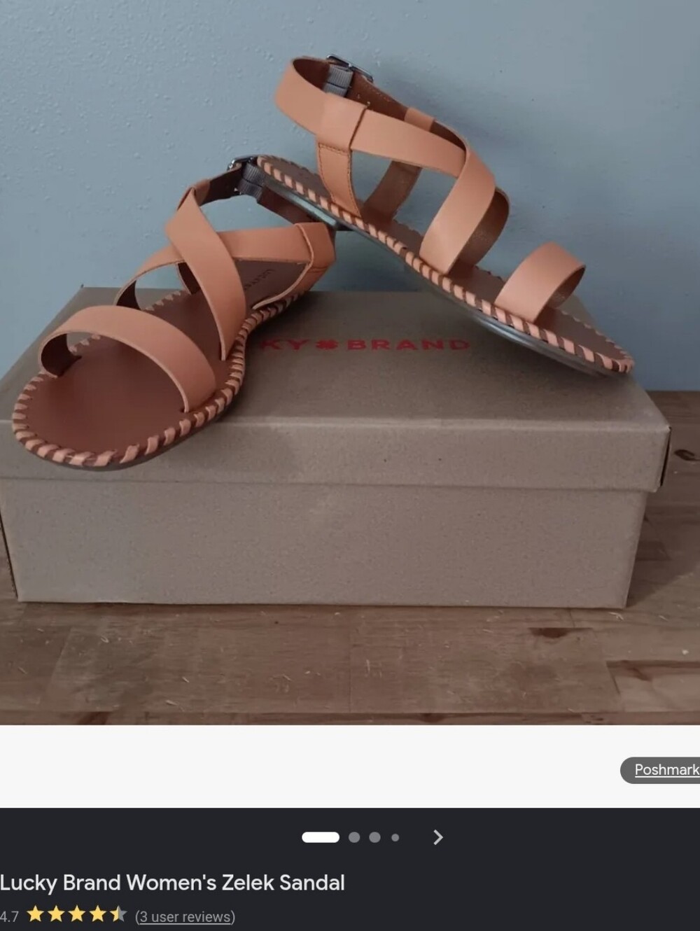Leather Lucky Brand Zelek Brown Cross-Strap Sandals